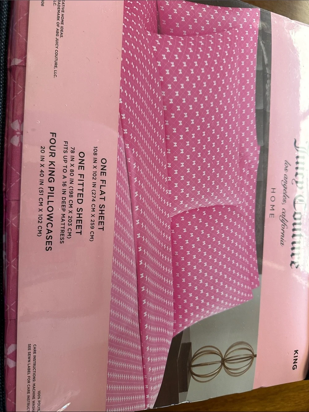 Juicy Couture Pink Floral King Sheet Set